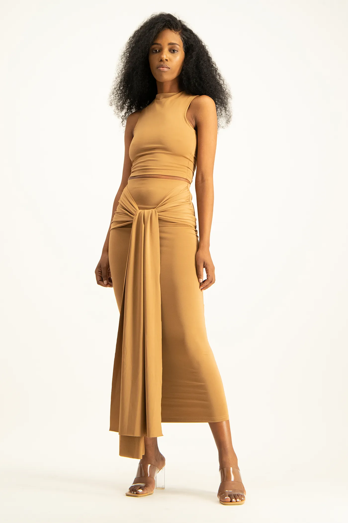 Savannah Wrap Tie Detail Skirt - Toasted Coconut