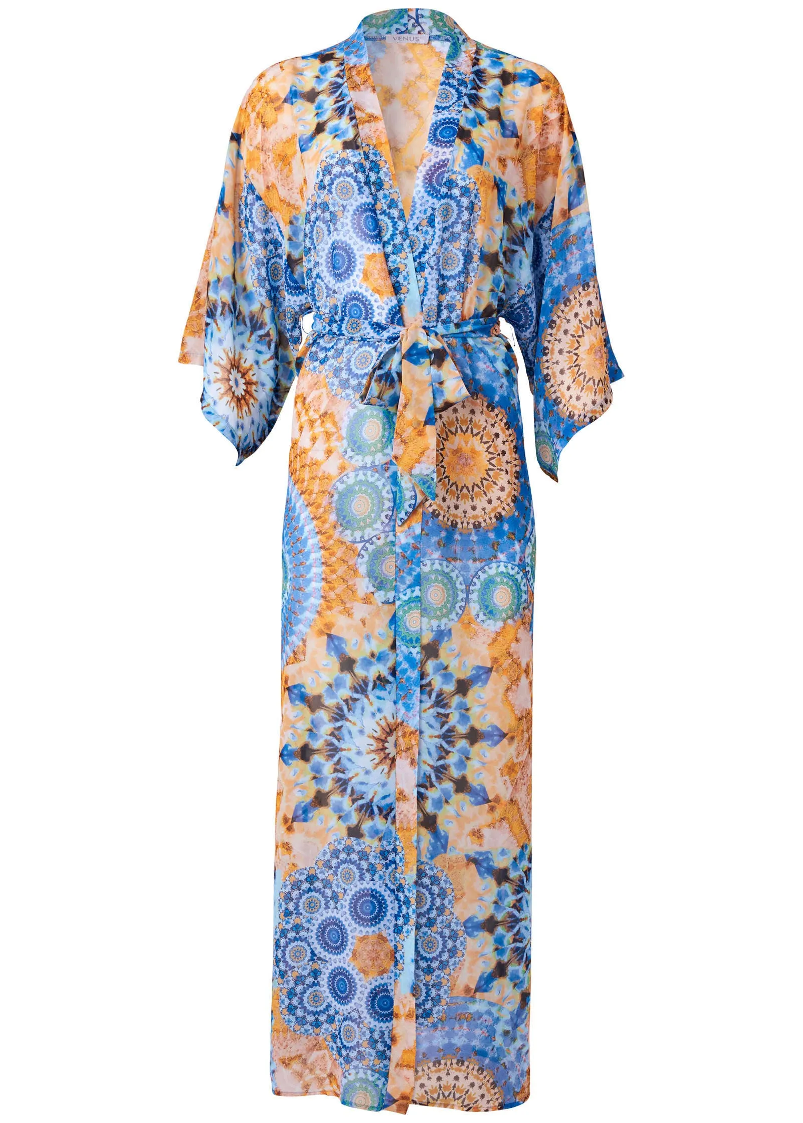 Sheer Caftan Cover-Up - Blue Multi