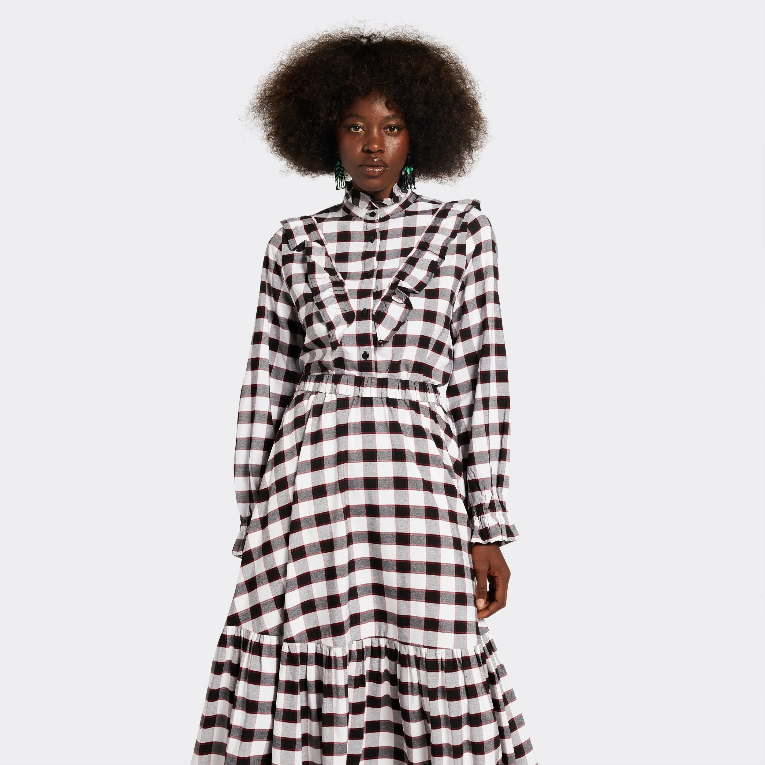 Shirt with Rouches Maasai Black & White
