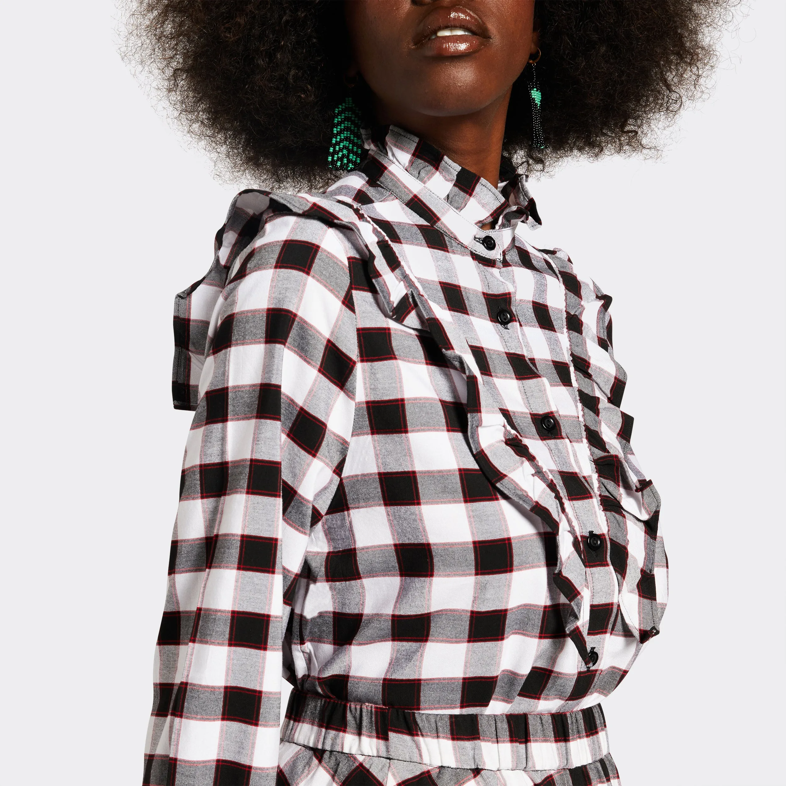 Shirt with Rouches Maasai Black & White