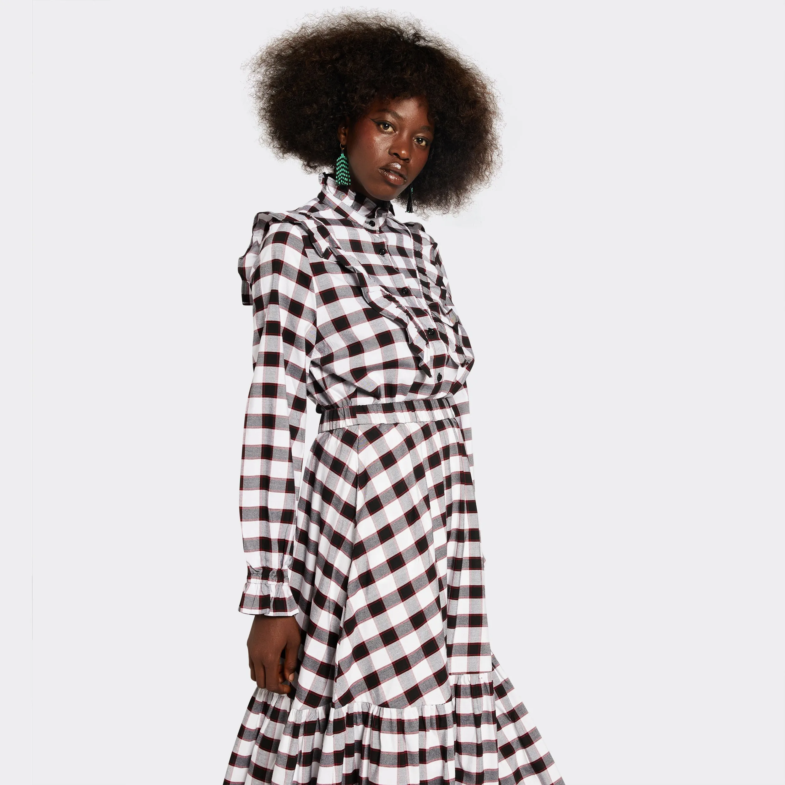 Shirt with Rouches Maasai Black & White
