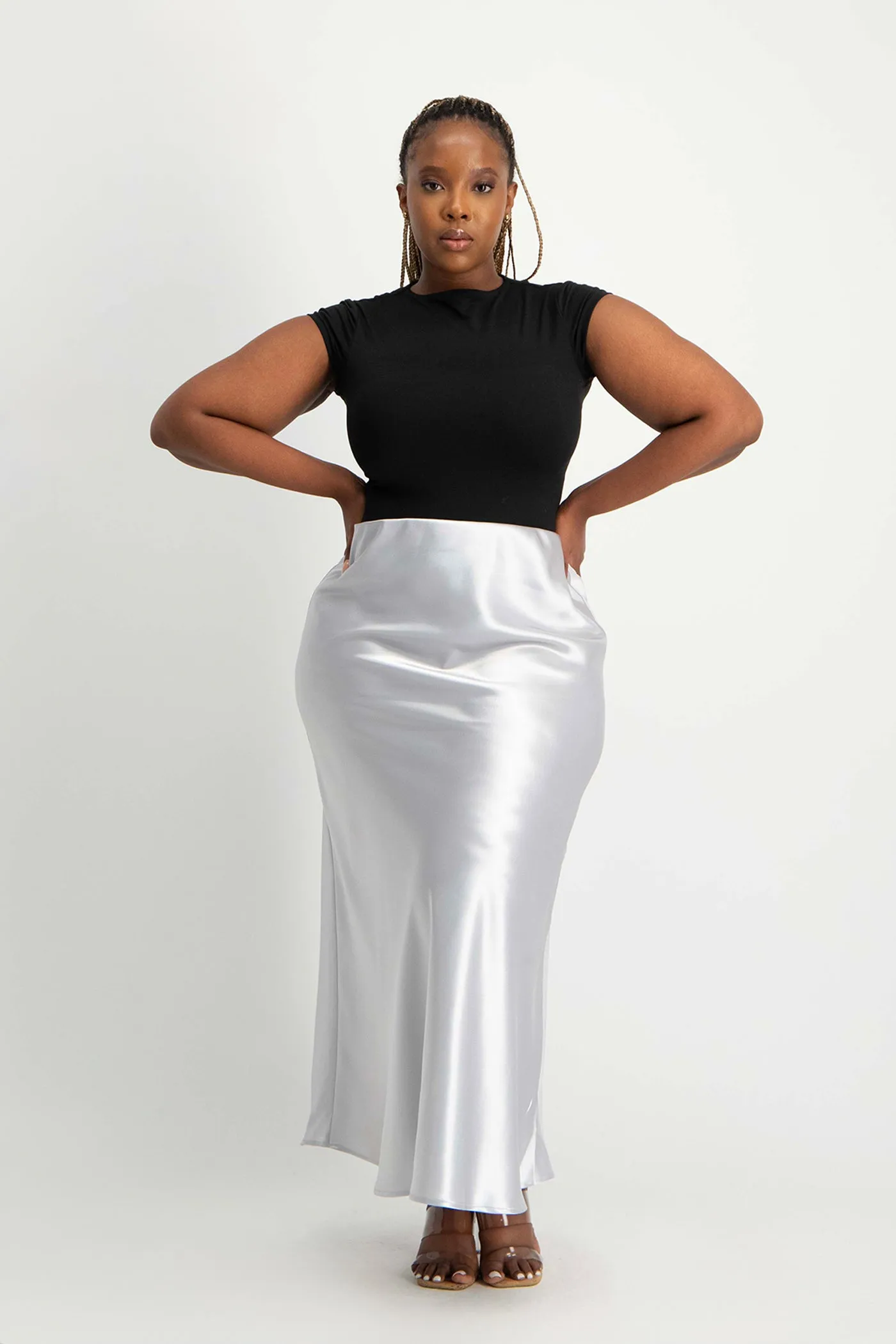 Shonda Satin Maxi Skirt - Silver