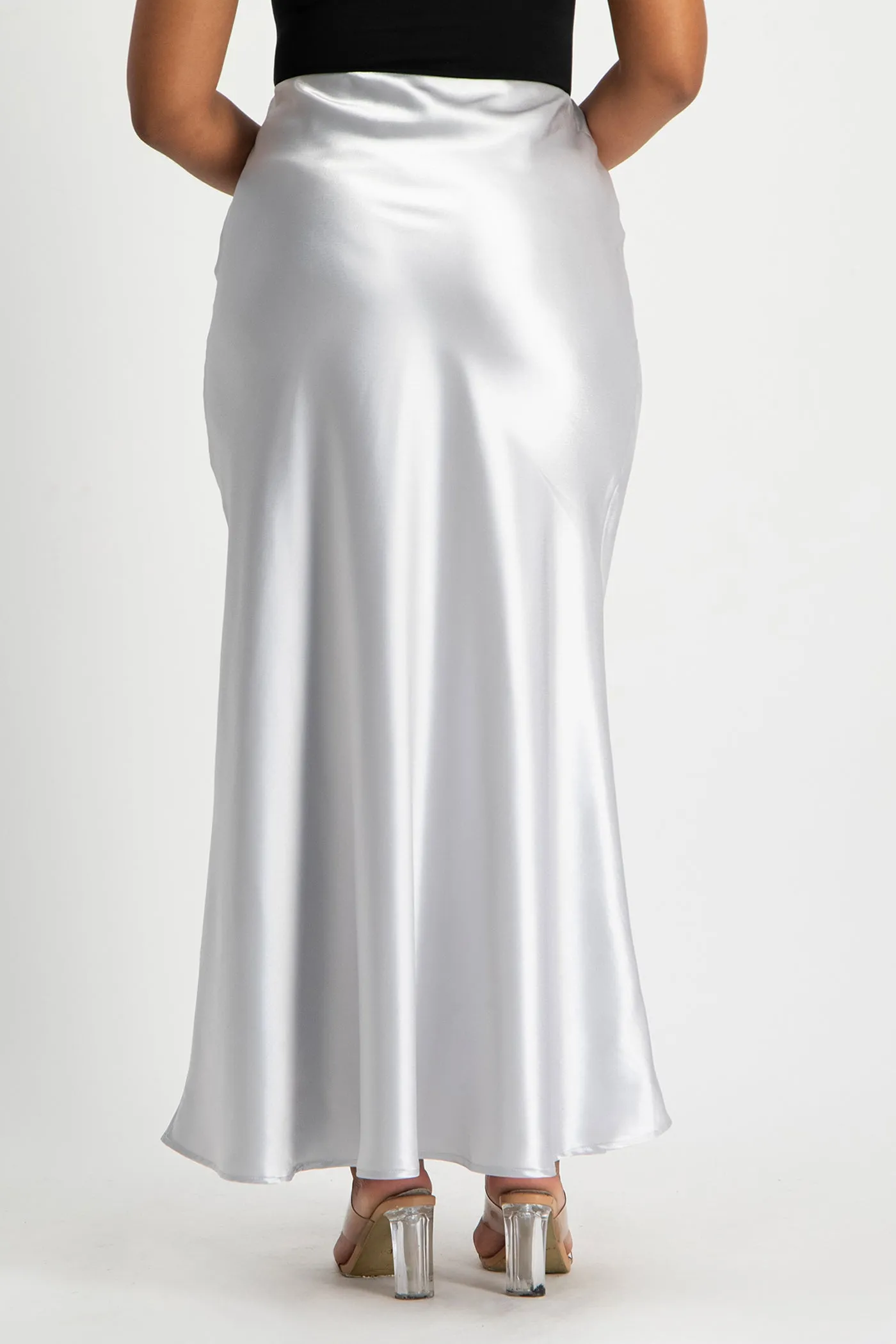 Shonda Satin Maxi Skirt - Silver