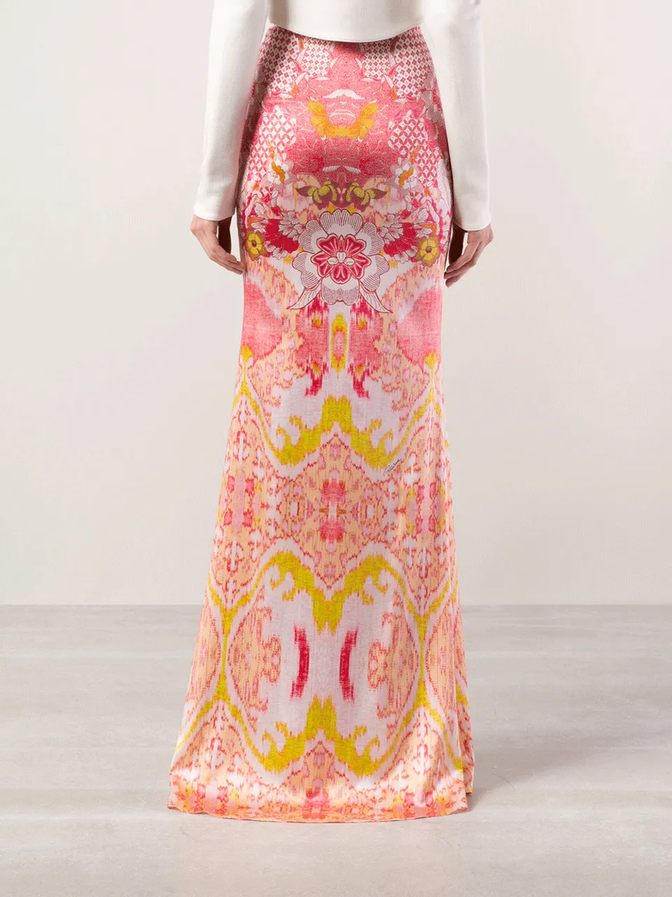 Side Zip Floral Print Maxi Skirt