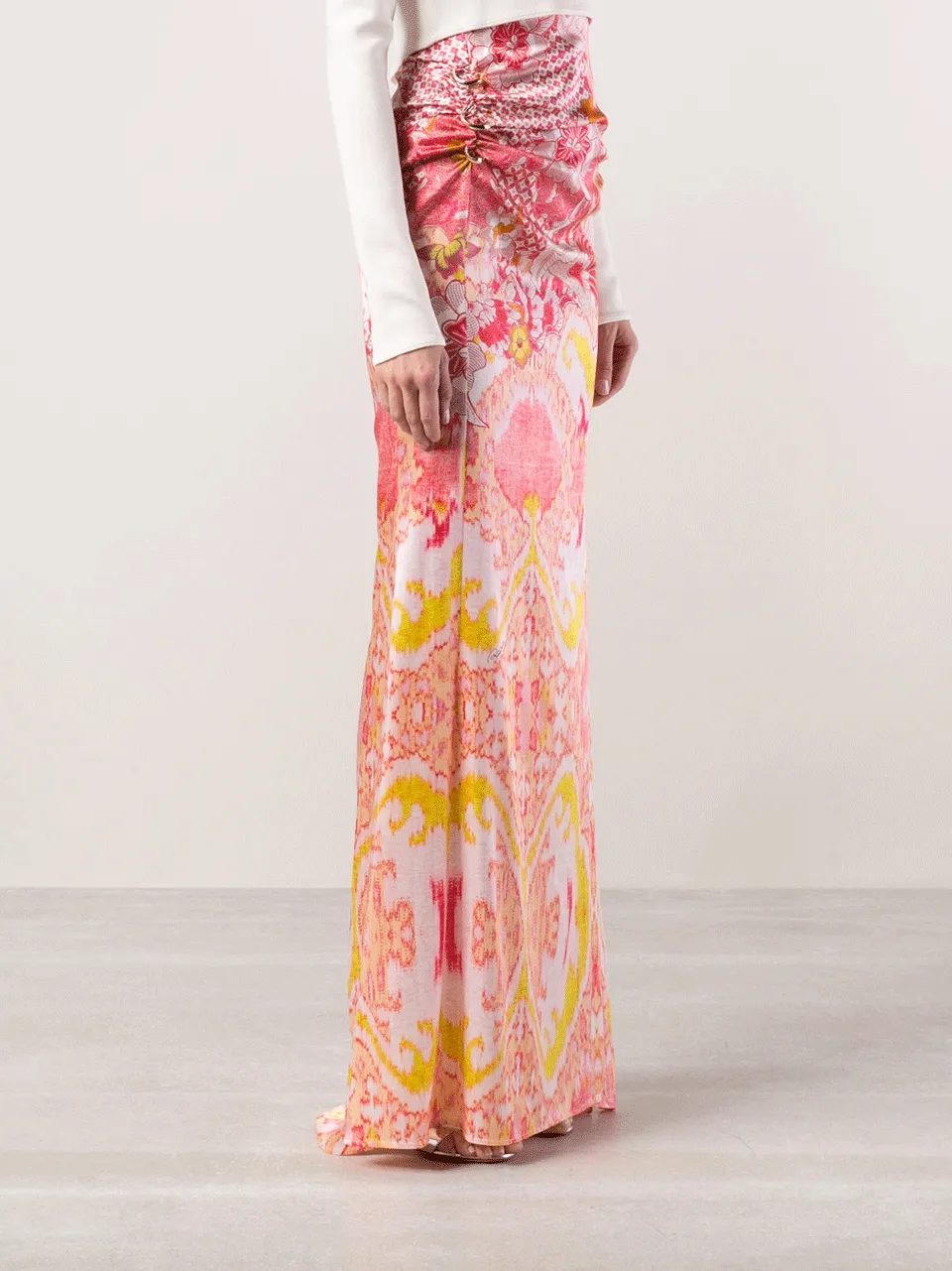 Side Zip Floral Print Maxi Skirt