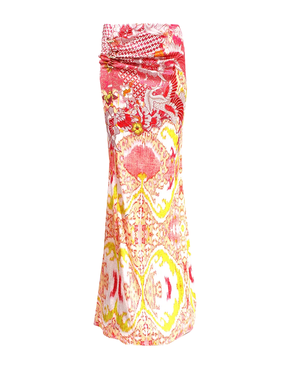 Side Zip Floral Print Maxi Skirt