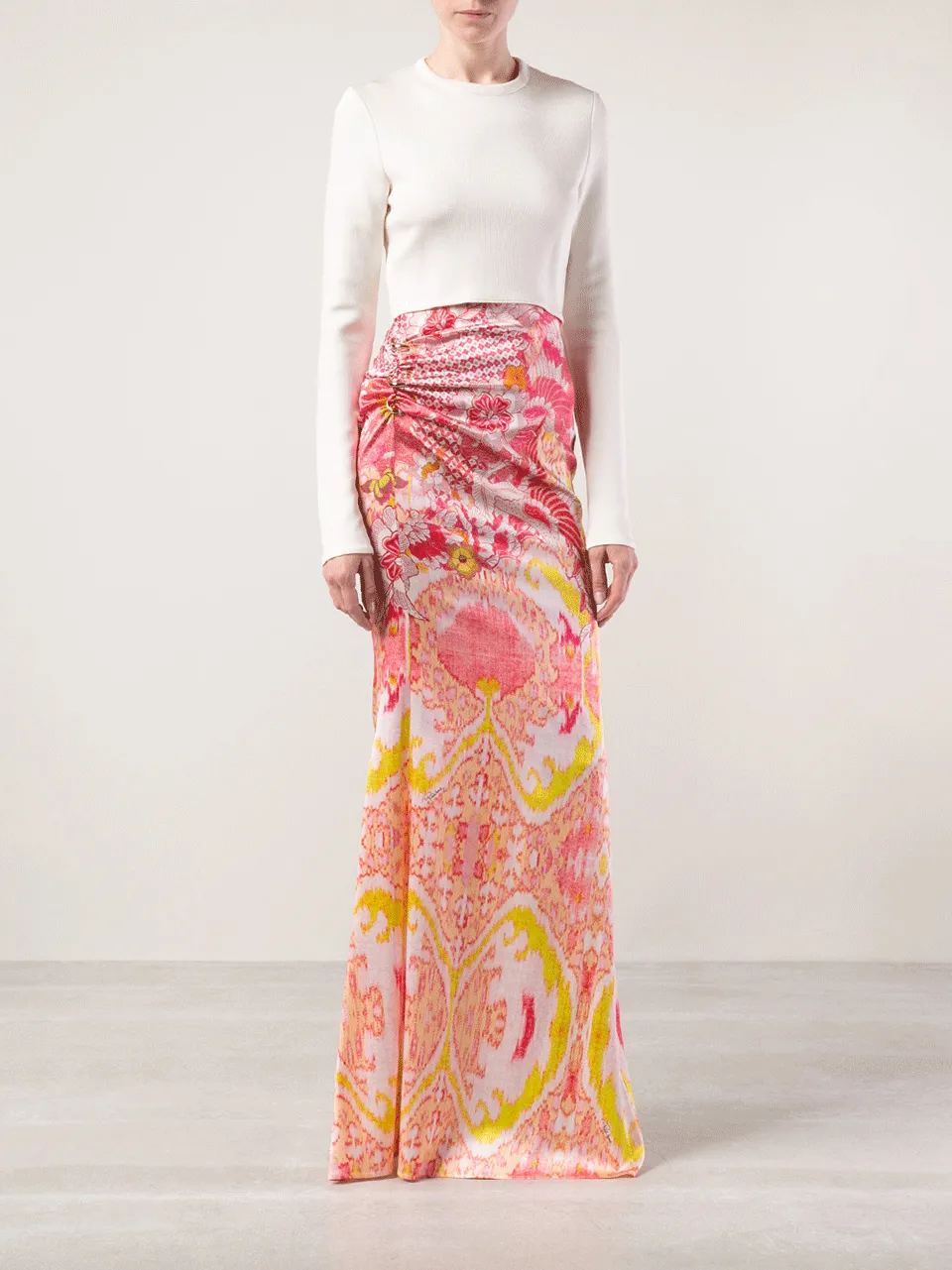 Side Zip Floral Print Maxi Skirt
