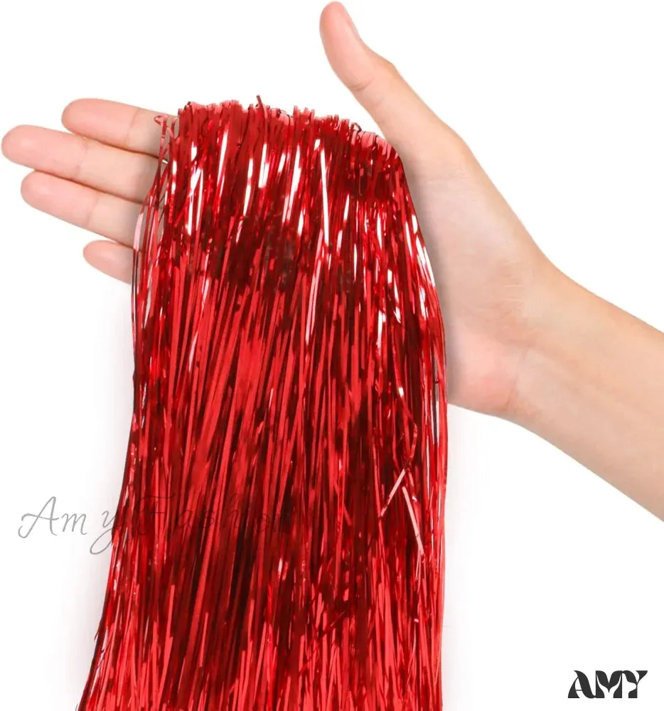 Silver Tinsel Strands Metallic Icicle Streamers for Holiday Christmas Tree and Party Decorations
