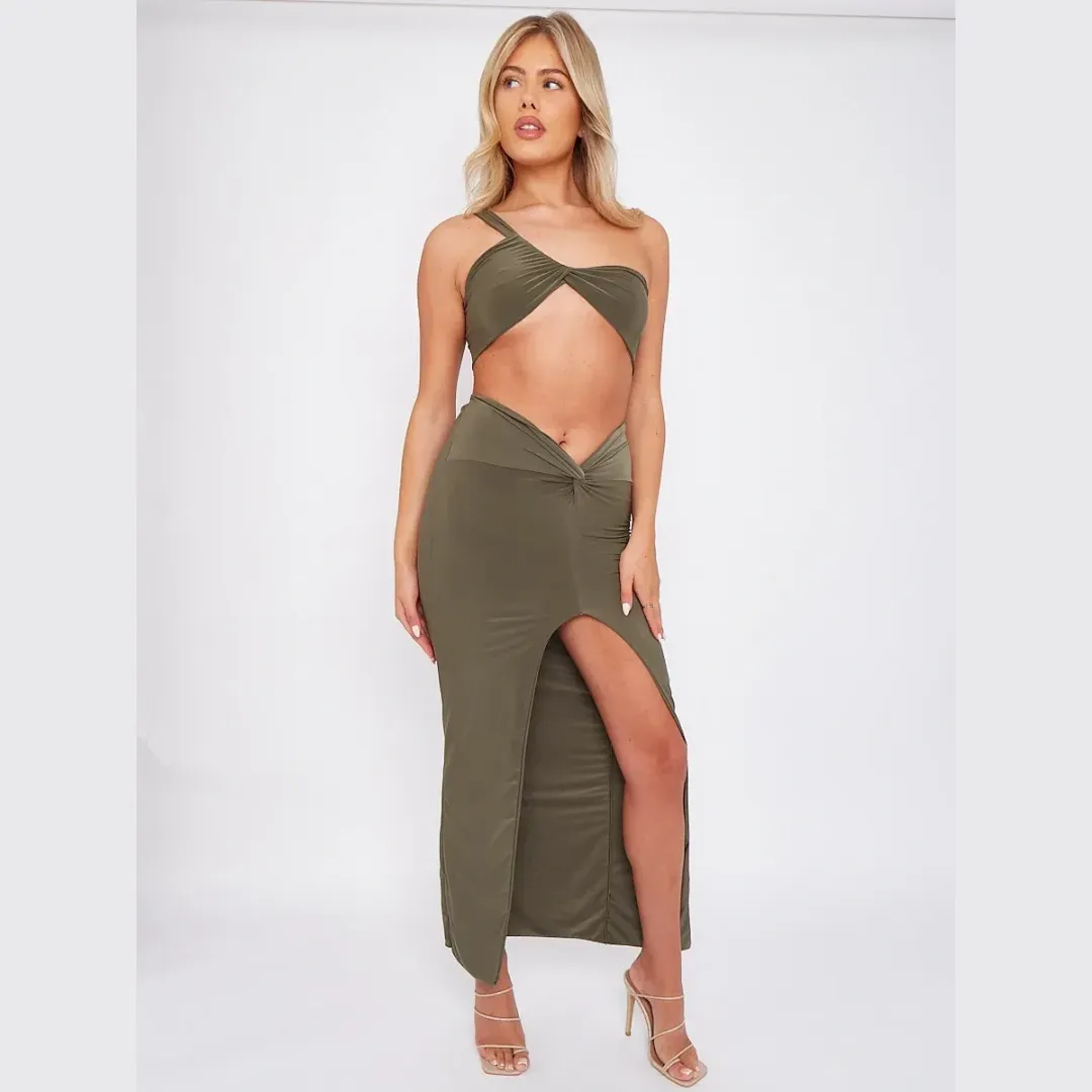 Slinky Cross Top & Twisted Maxi Skirt Co-ord