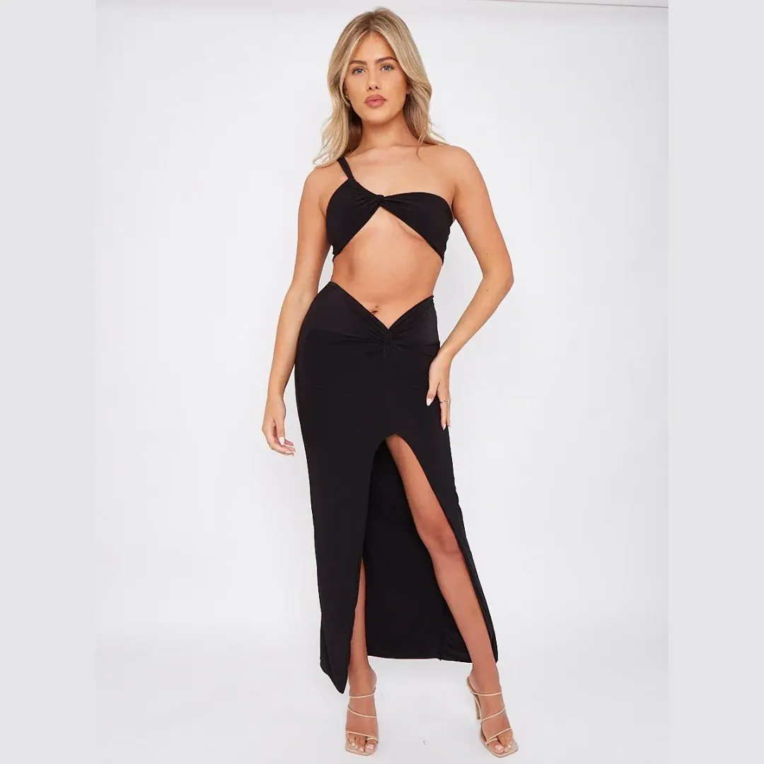 Slinky Cross Top & Twisted Maxi Skirt Co-ord