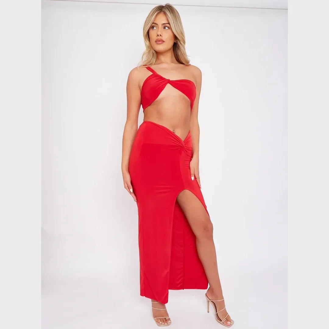 Slinky Cross Top & Twisted Maxi Skirt Co-ord