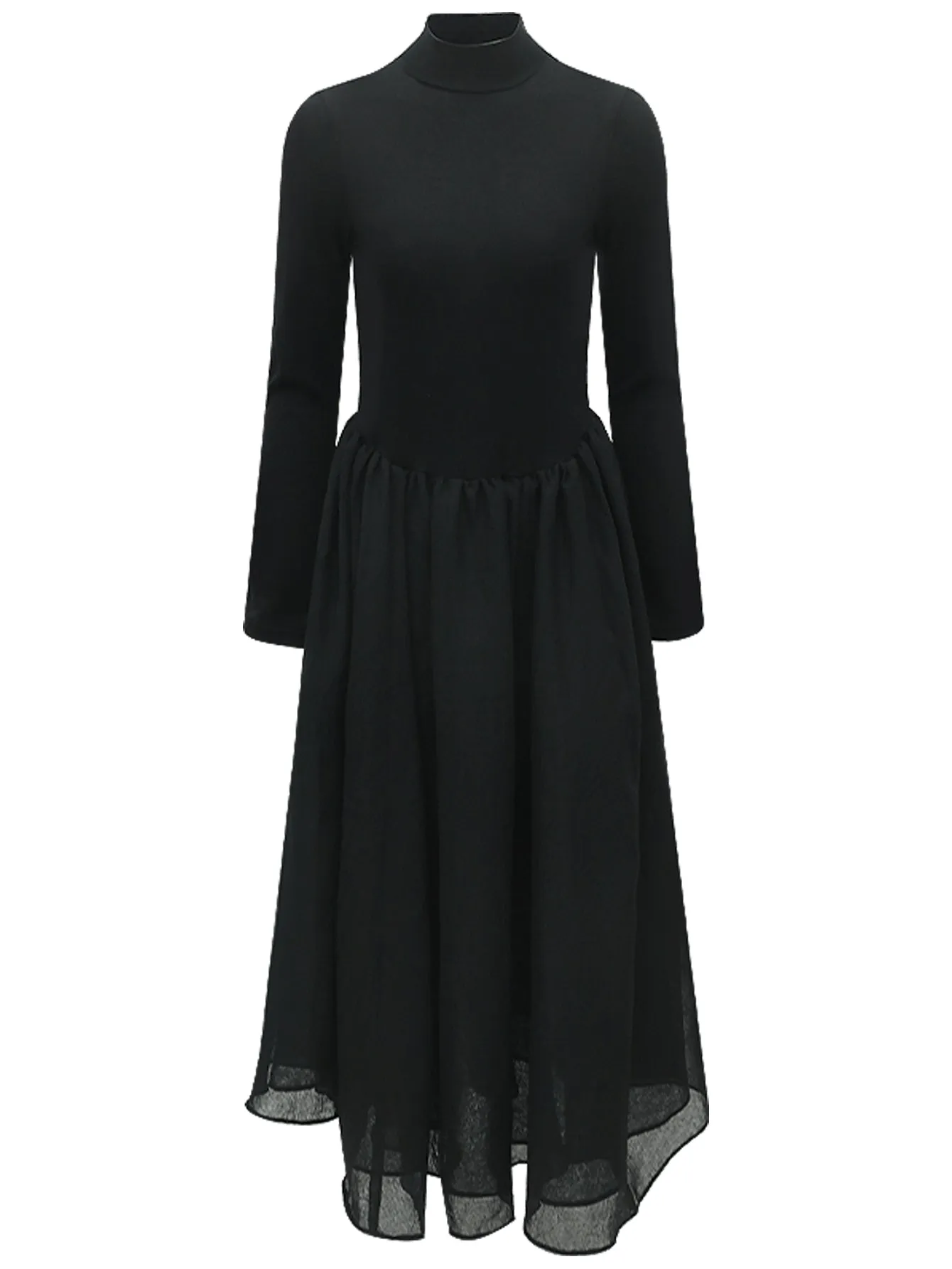 Solid Black Pleated Maxi Dress