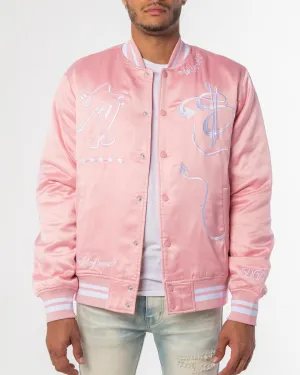 Sugarhill - "Oblivion" Satin Bomber Jacket - Pink Quartz