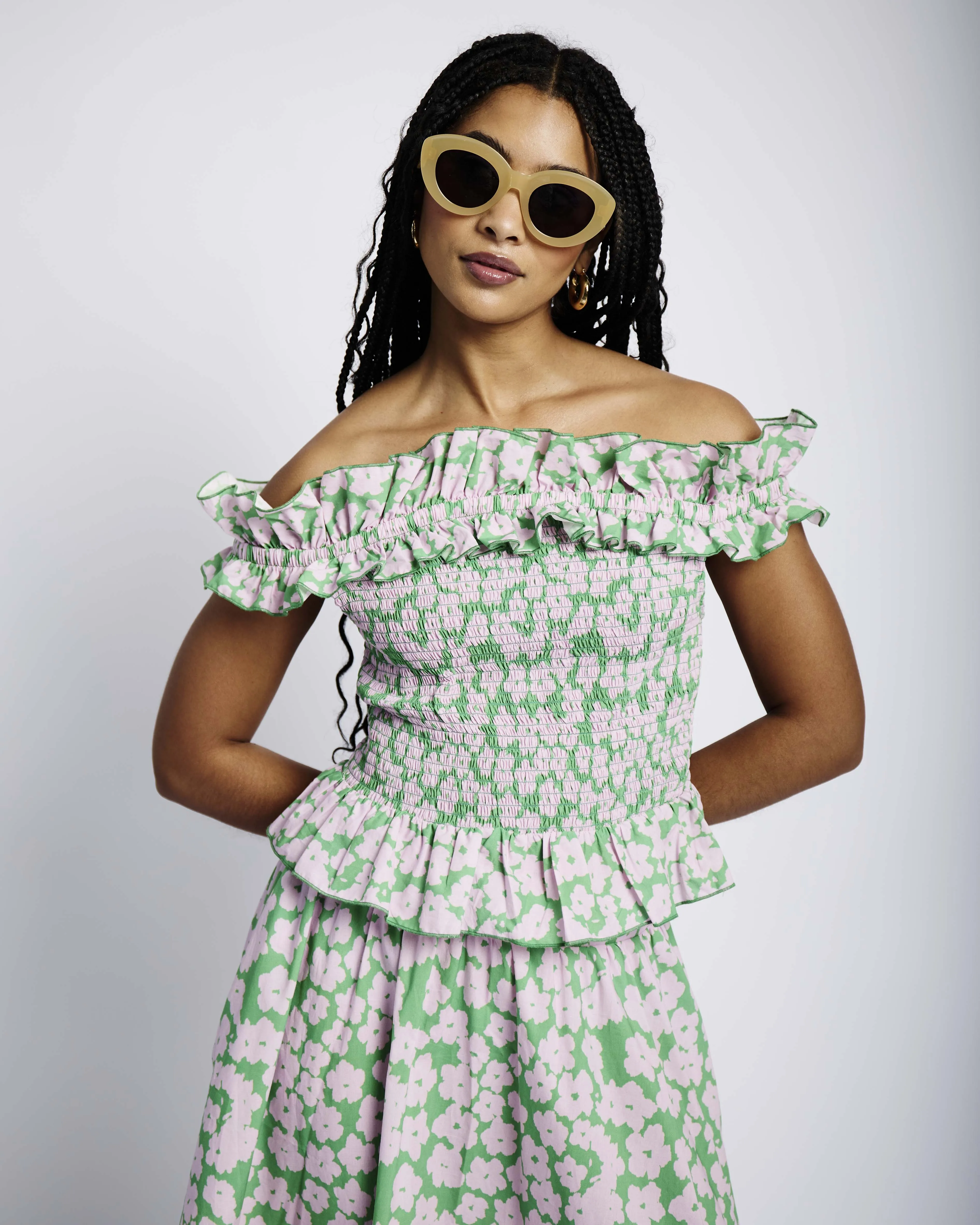 The Cotton Skirt with Ric Rac in Garden Floral