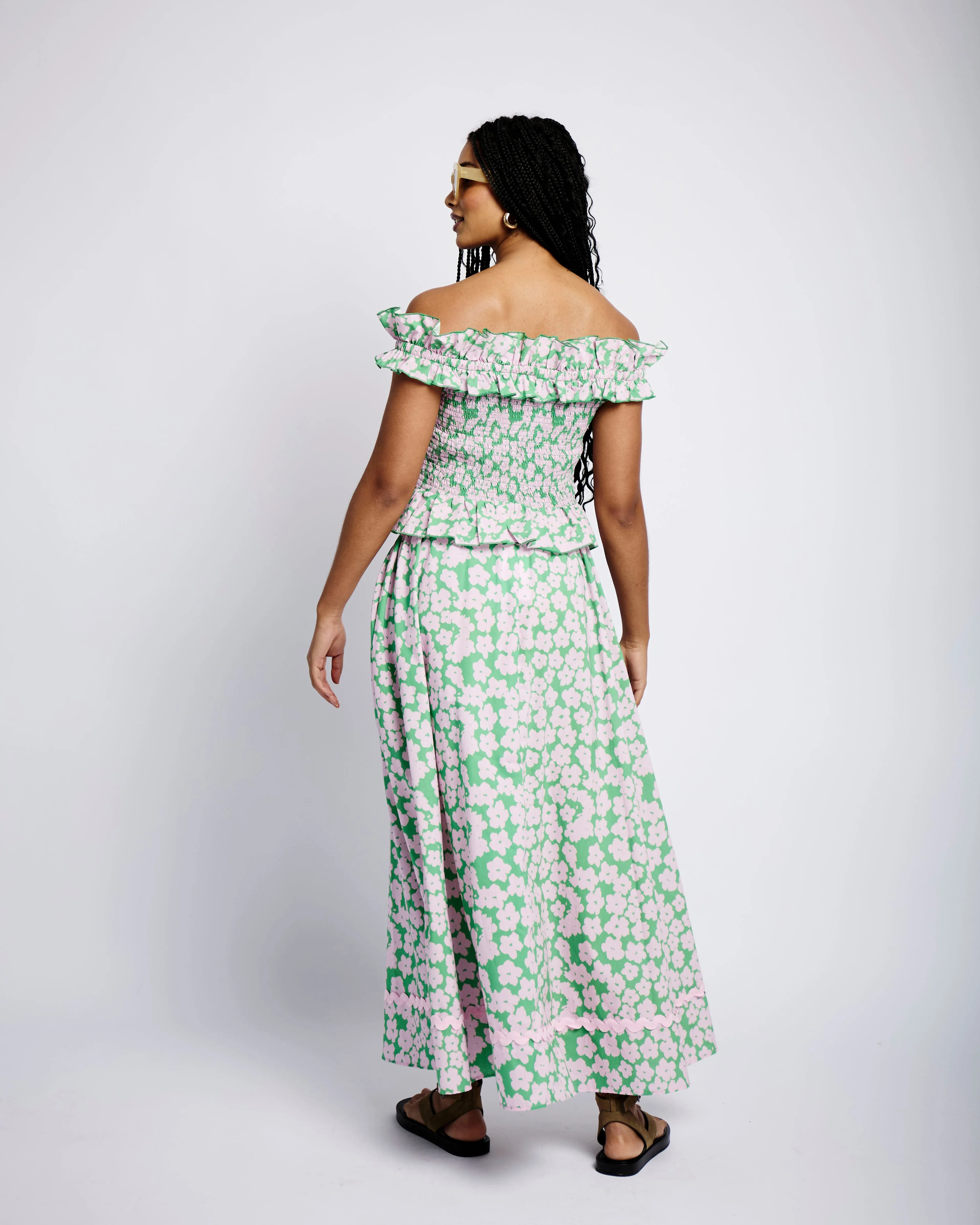 The Cotton Skirt with Ric Rac in Garden Floral