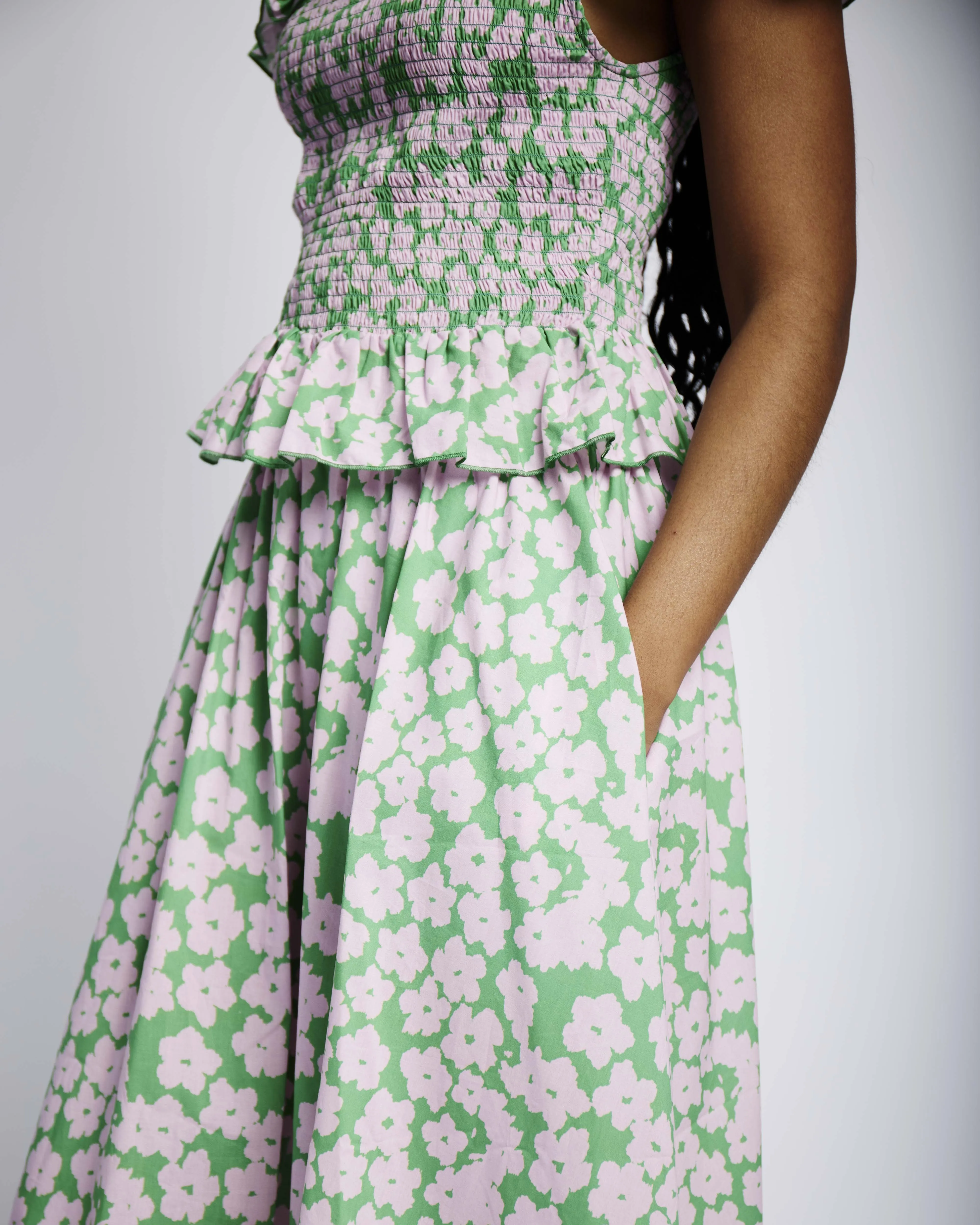 The Cotton Skirt with Ric Rac in Garden Floral