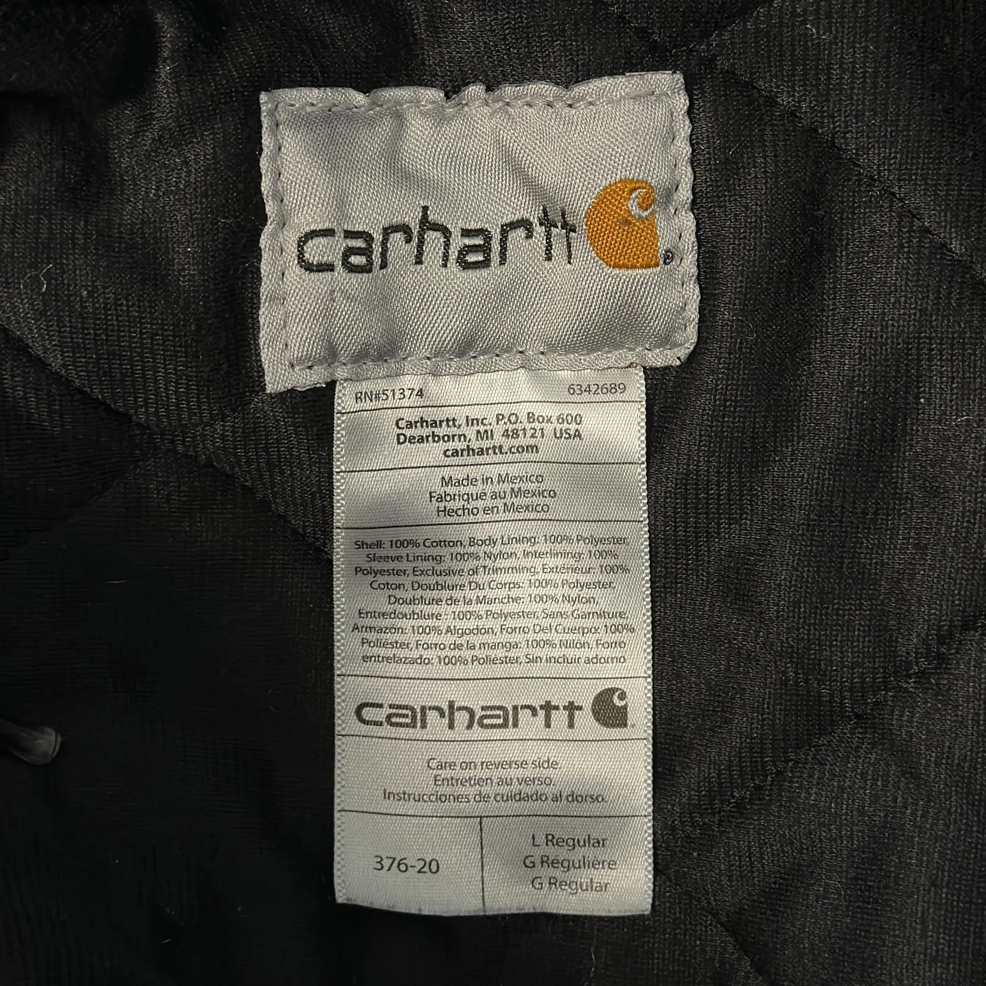 Thrashed Blue Carhartt 376-20 Quilted Flannel Lined Active Jacket Large