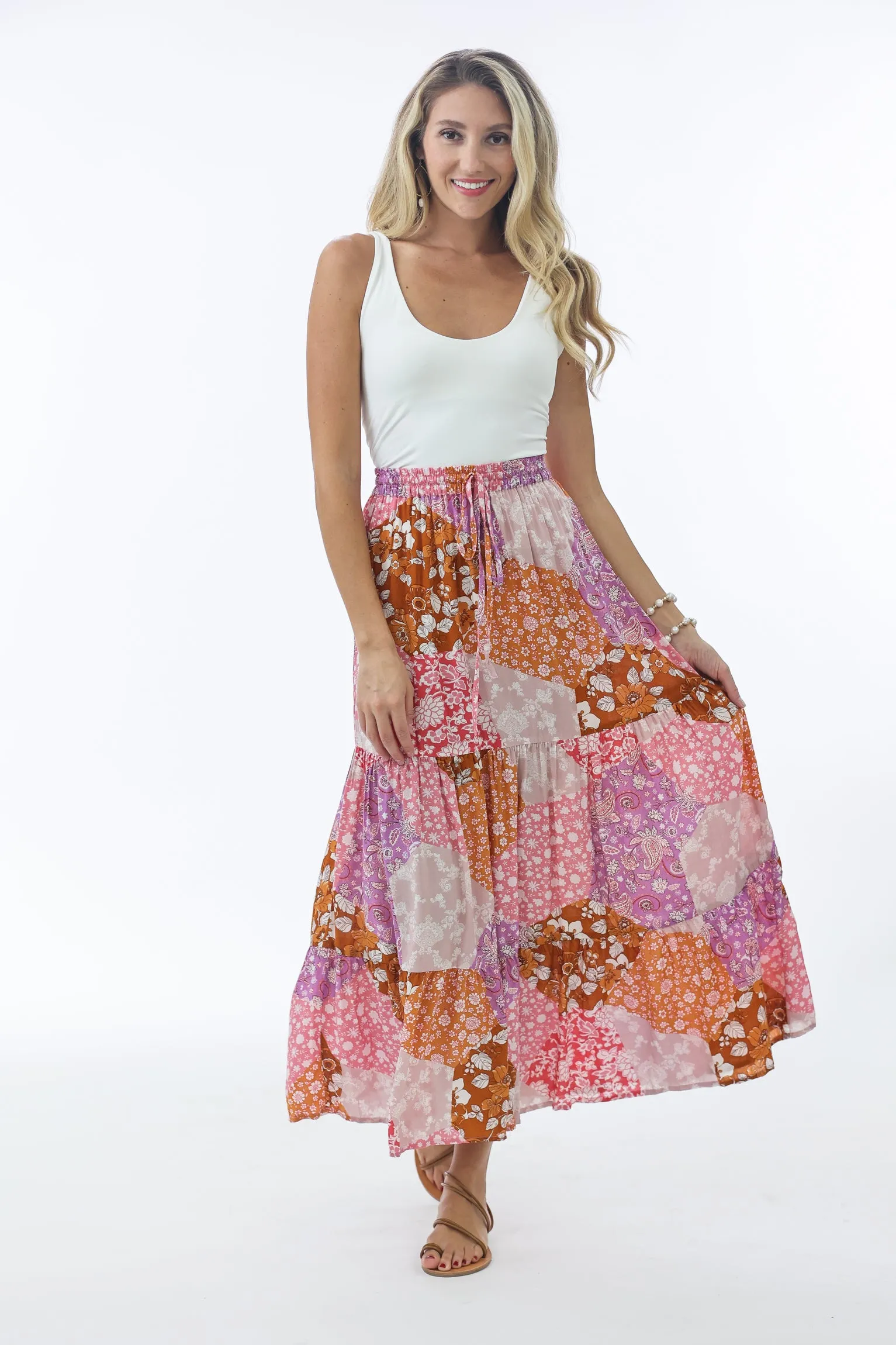 Tulum Maxi Skirt in Patchwork