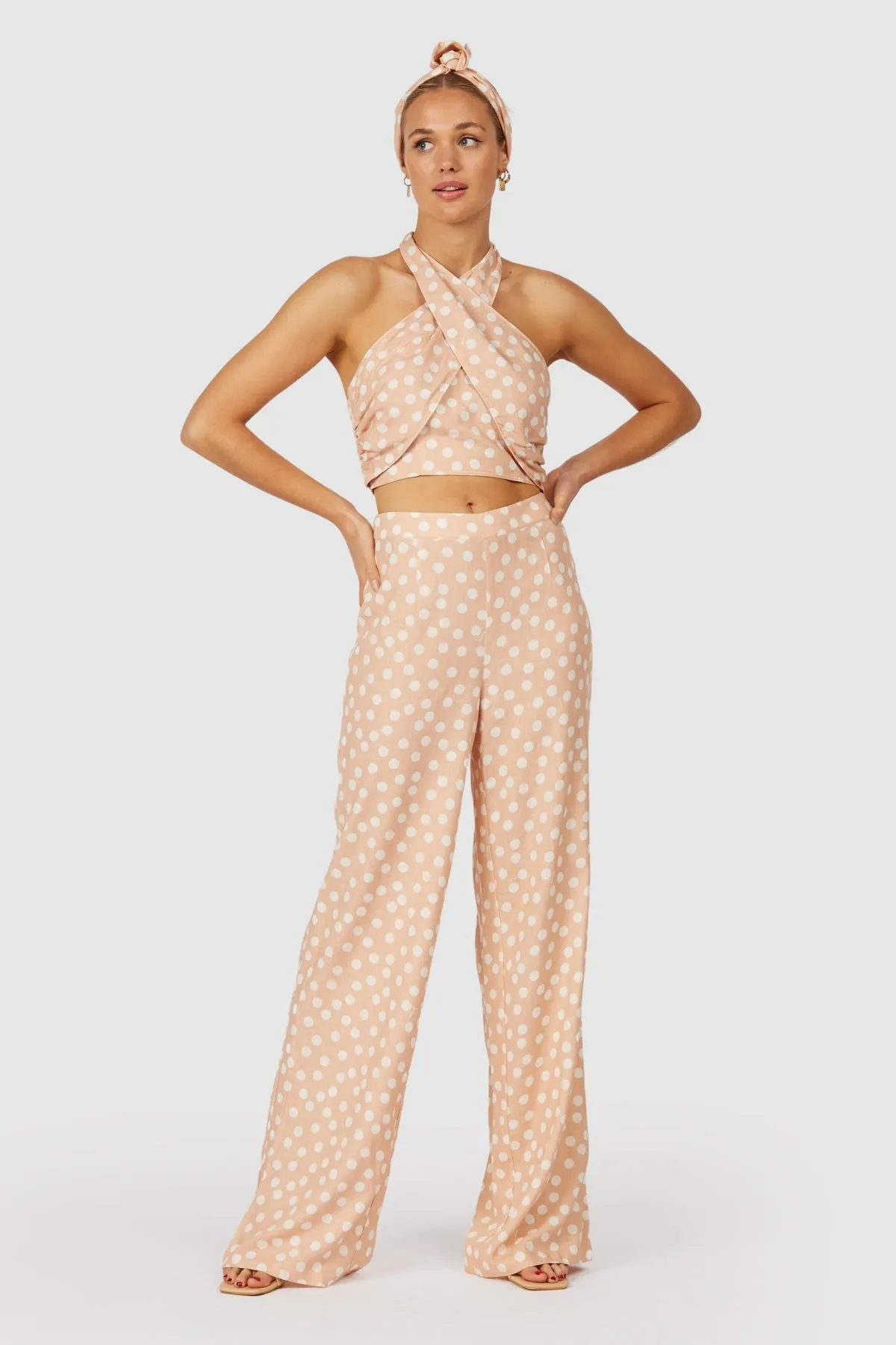 Valencia Wide Leg Pant - Peach Spot