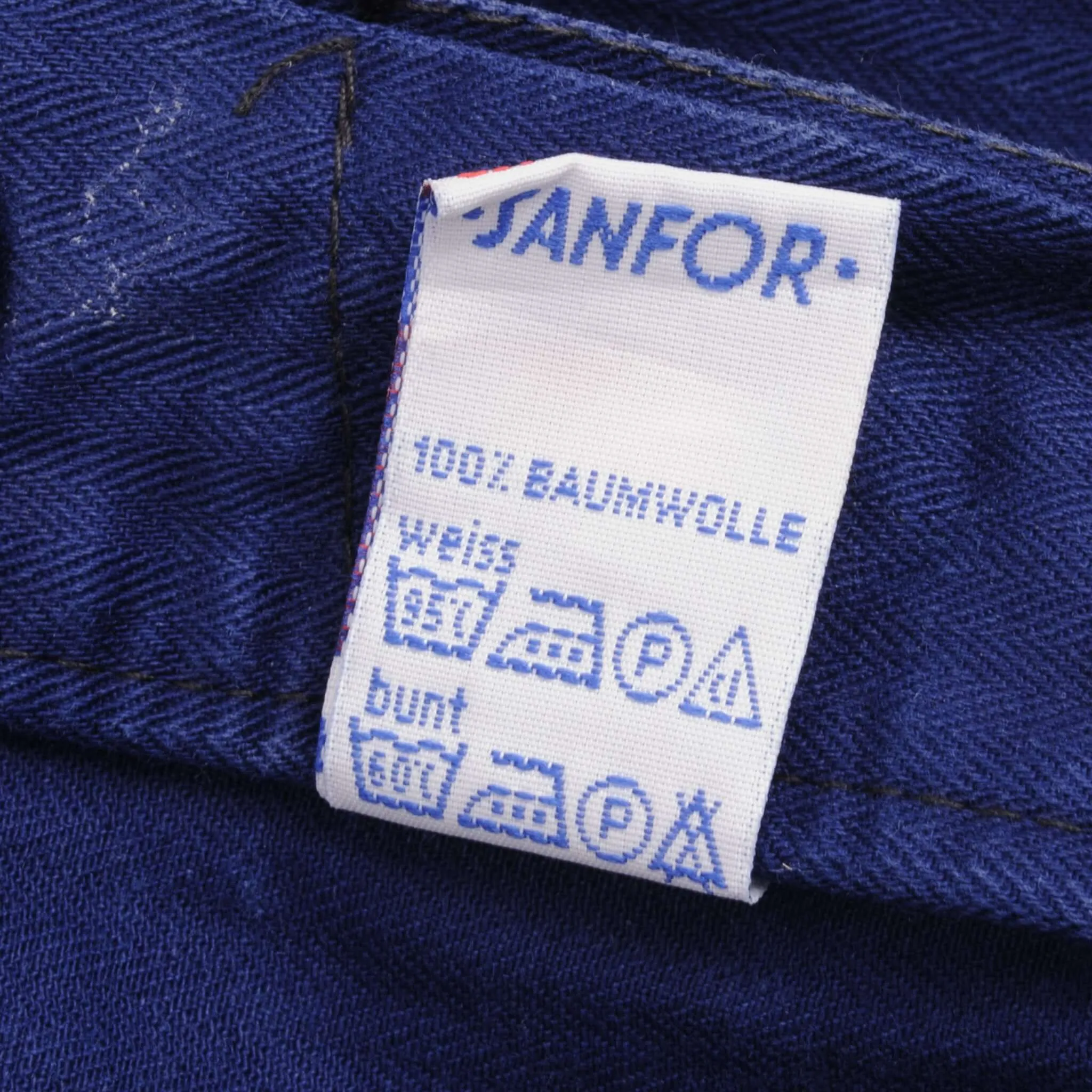 VINTAGE FRENCH WORKWEAR BLUE SANFOR BUCKING DREINAHT HBT TROUSERS 1960S 40X32