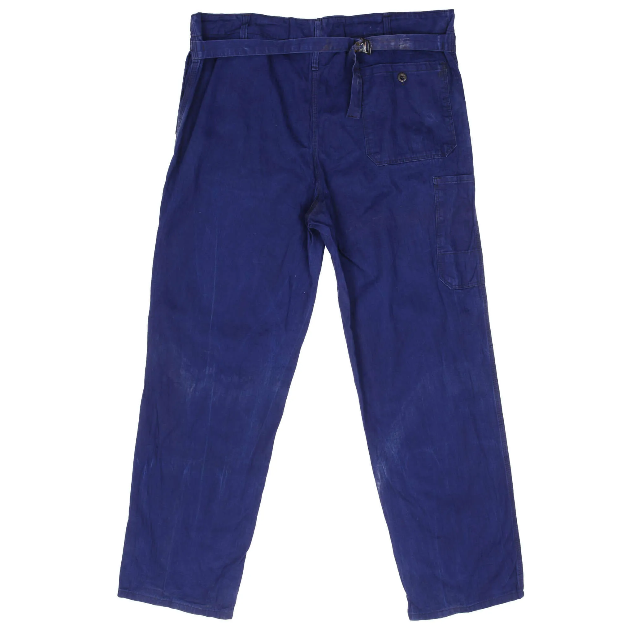 VINTAGE FRENCH WORKWEAR BLUE SANFOR BUCKING DREINAHT HBT TROUSERS 1960S 40X32