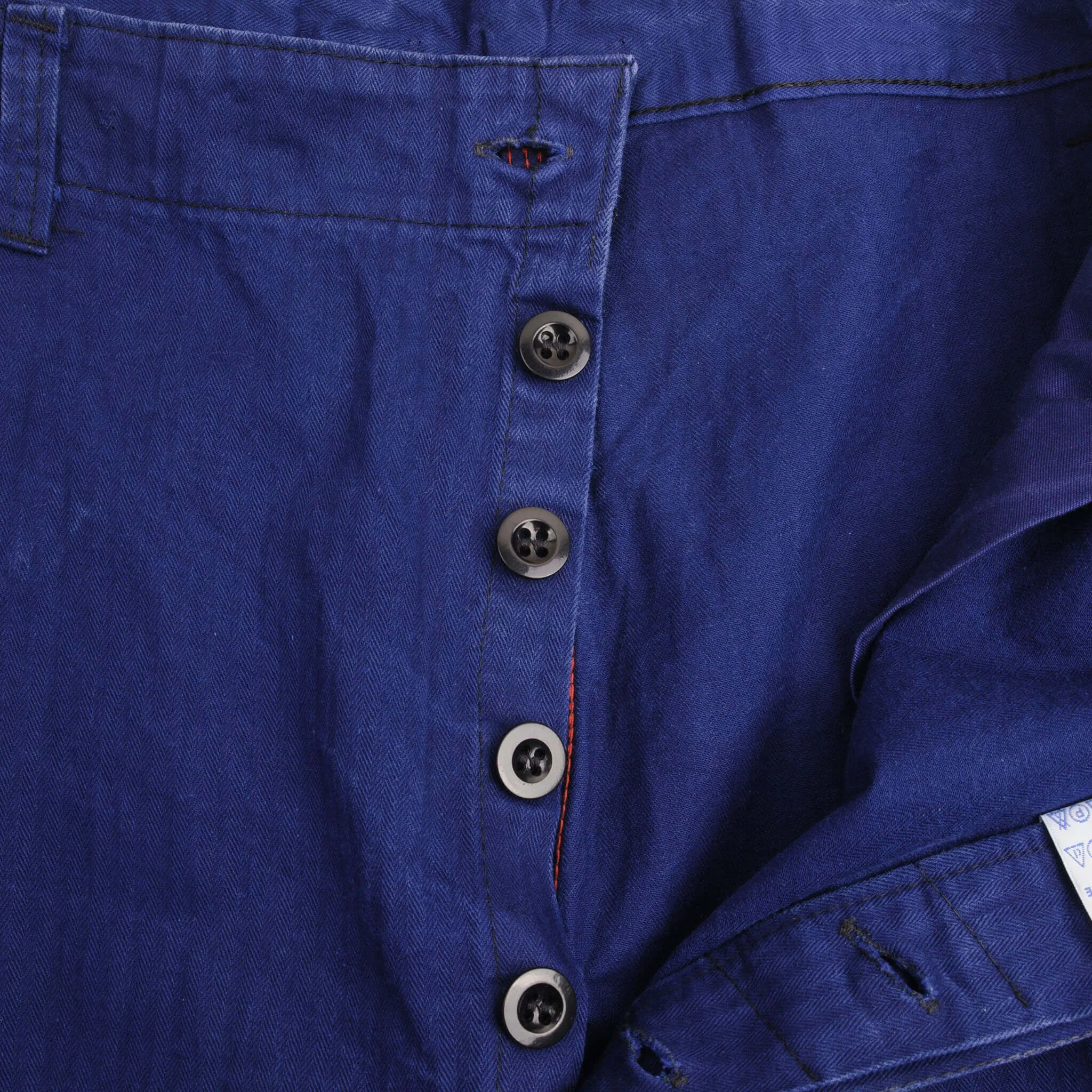 VINTAGE FRENCH WORKWEAR BLUE SANFOR BUCKING DREINAHT HBT TROUSERS 1960S 40X32