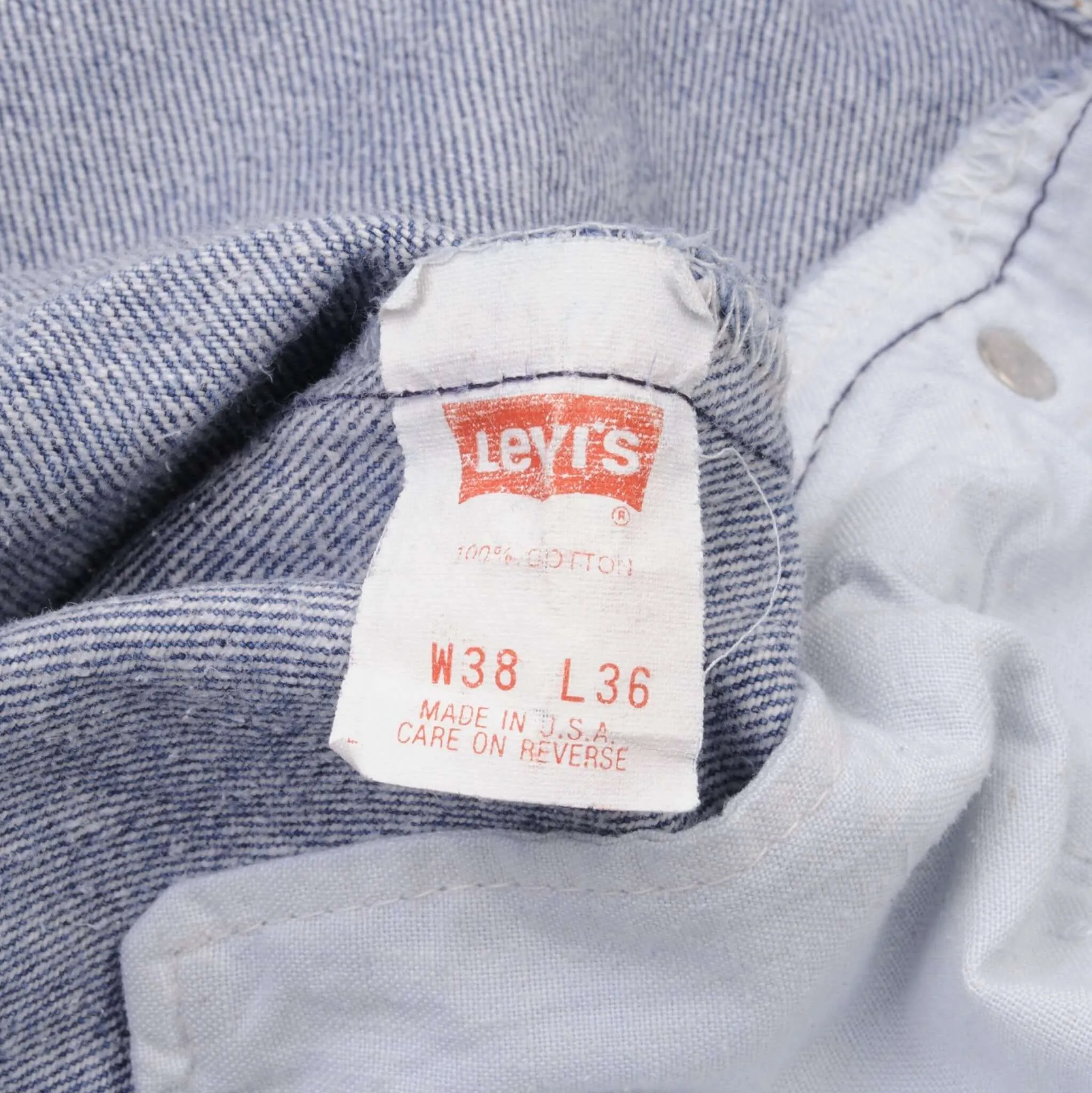 VINTAGE LEVIS 501 JEANS INDIGO 1980S SIZE W36 L36 MADE IN USA