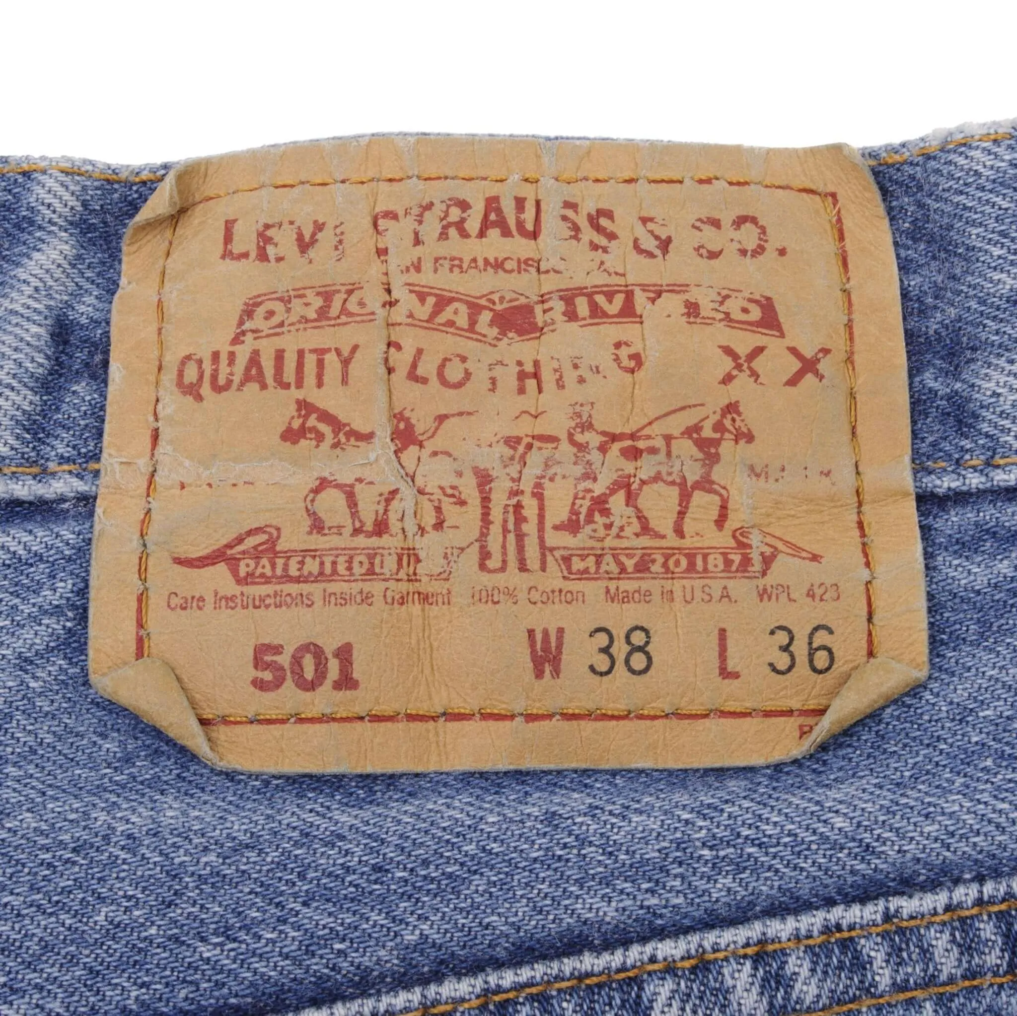 VINTAGE LEVIS 501 JEANS INDIGO 1980S SIZE W36 L36 MADE IN USA