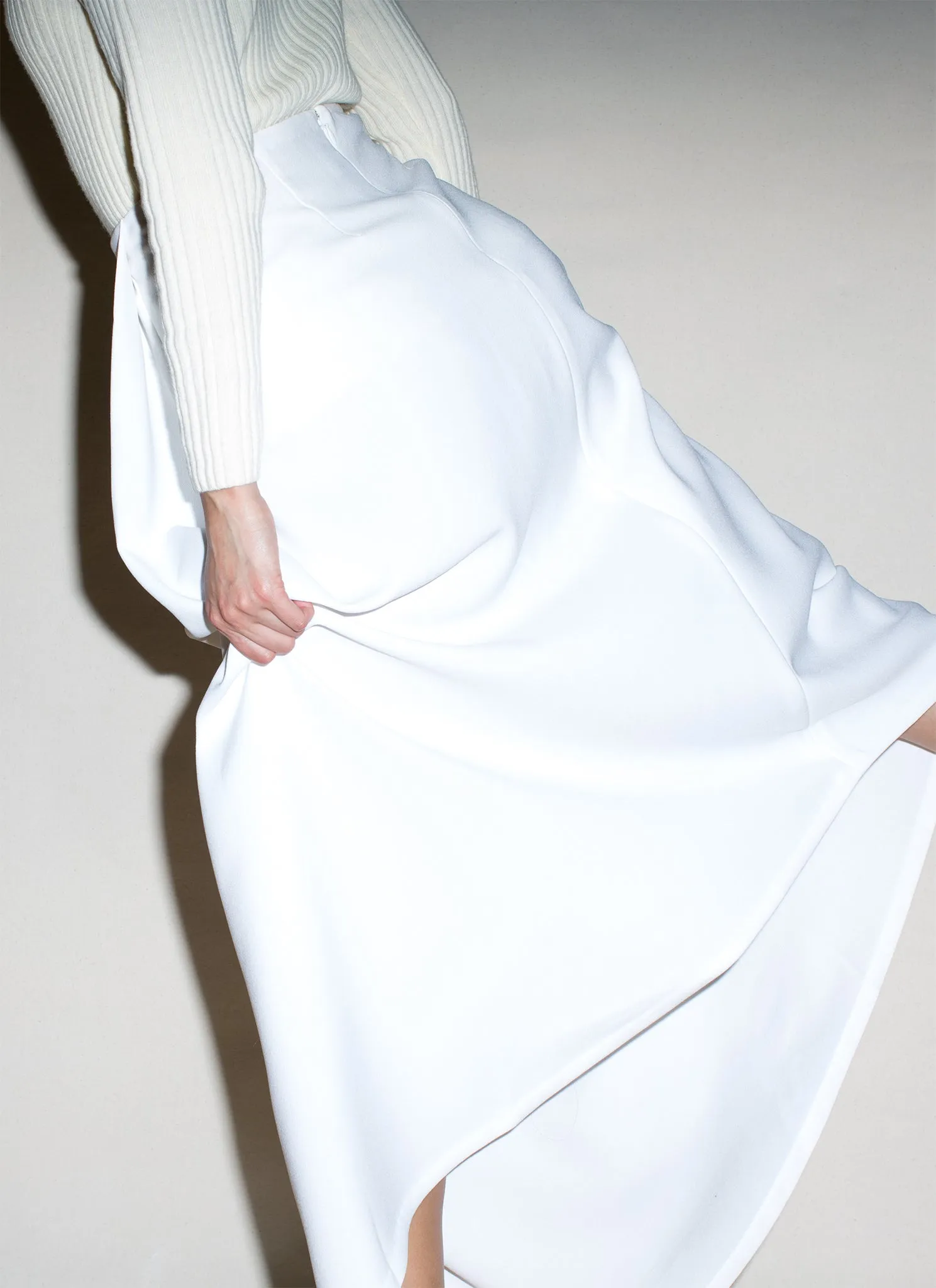 Waterfall Deep Pleated Skirt - White