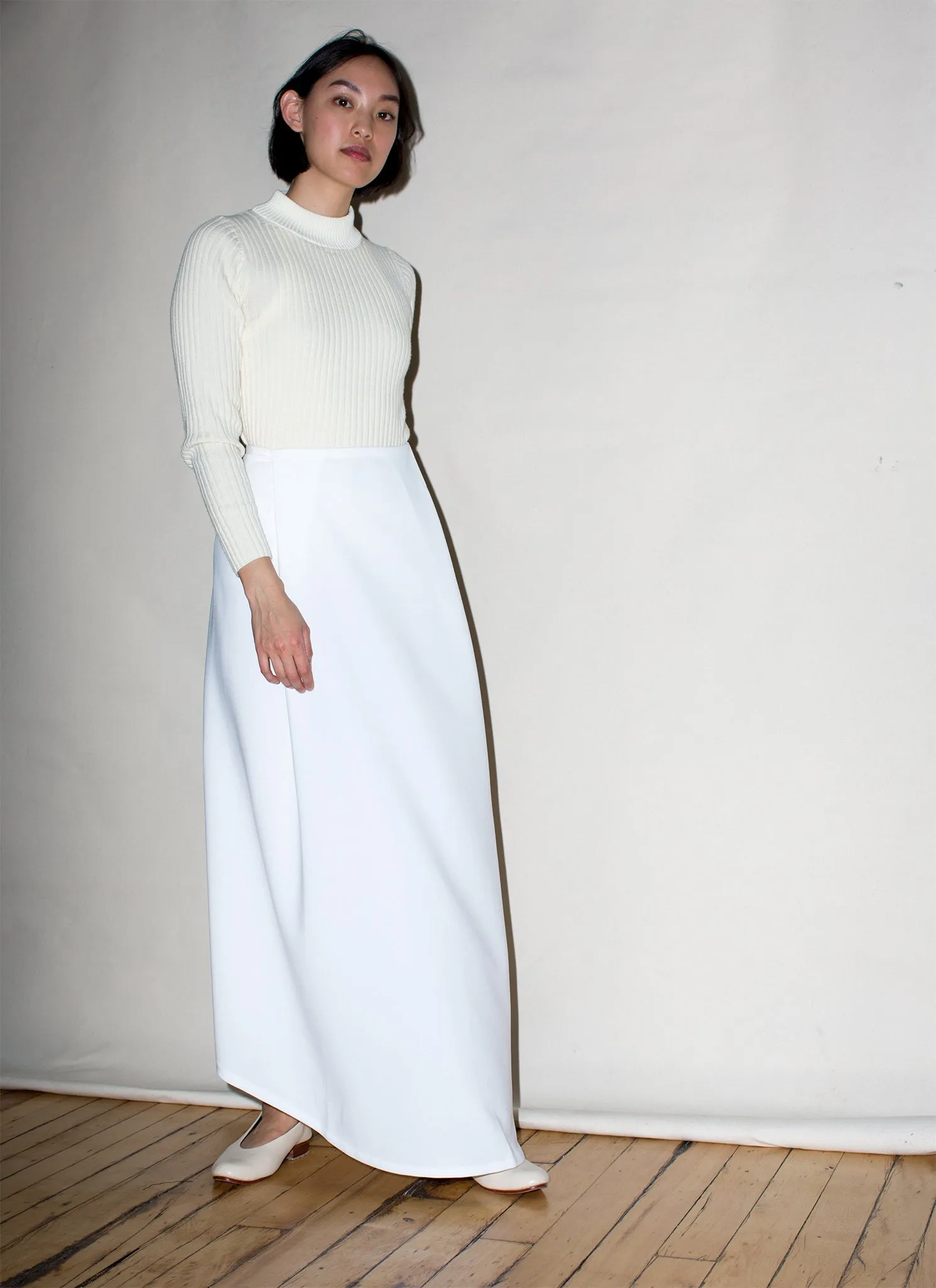 Waterfall Deep Pleated Skirt - White