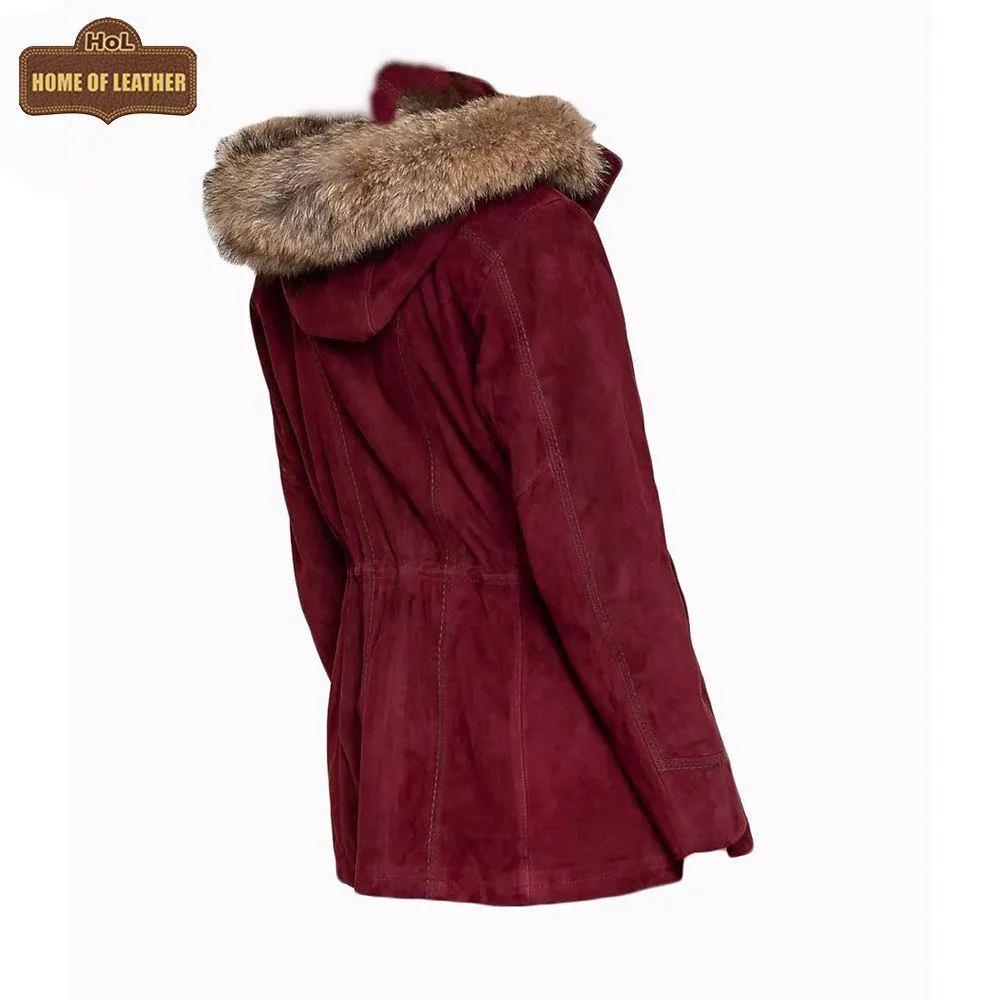 WFC02 Dana Italian With Faux Fur Trim Detachable Hood Coat