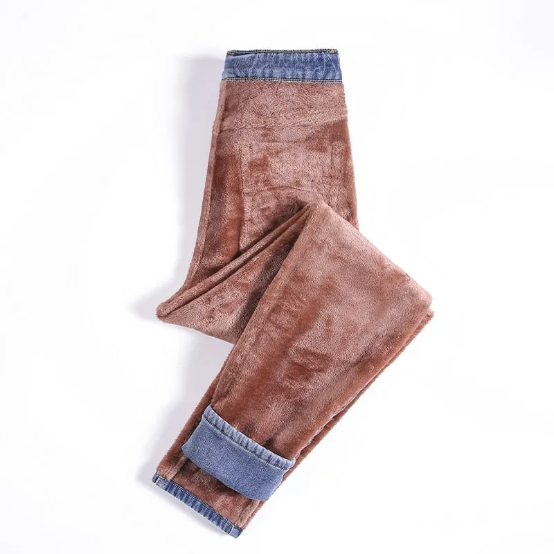 Women Velvet Thick Warm Jeans