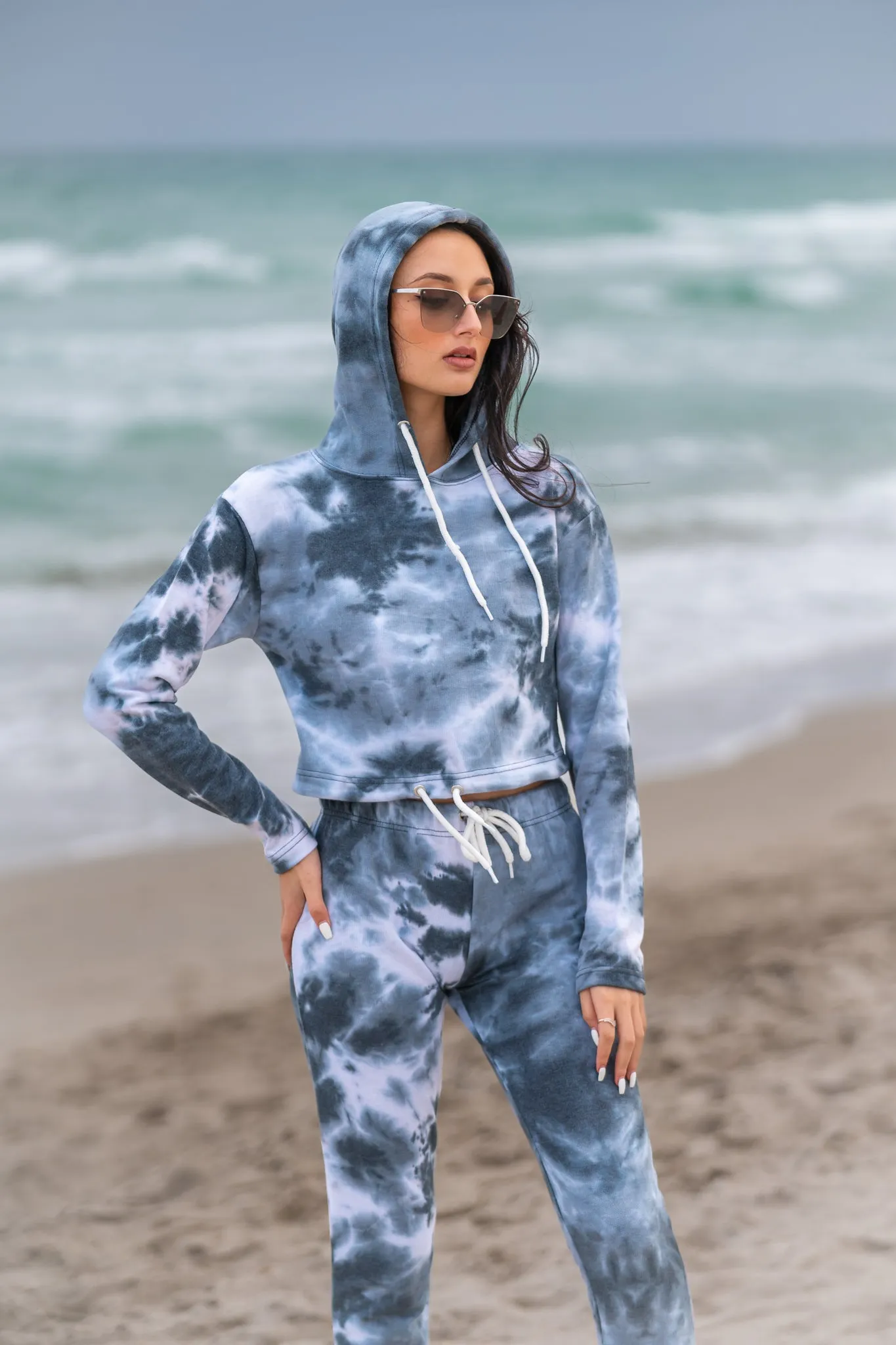 Women's Tracksuits Sweatshirt Hoodie Tie Dye Outfit Joggers Two Piece Set