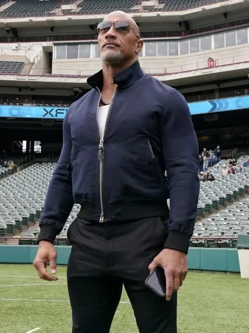 XFL 2023 Dwayne Johnson The Rock Blue Bomber Jacket